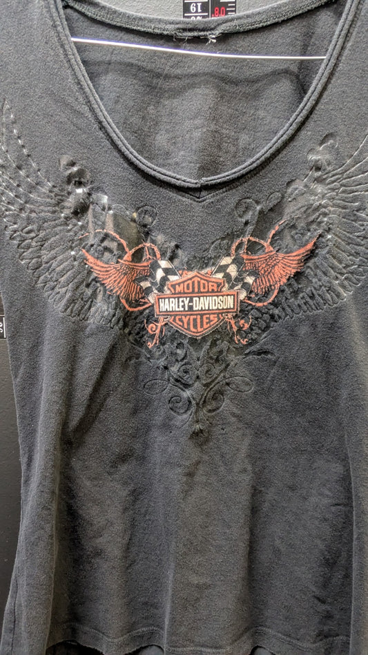 Harley-Davidson Women's Fitted V-Neck Wing Graphic T-Shirt Cincinnati Ohio Black Medium
