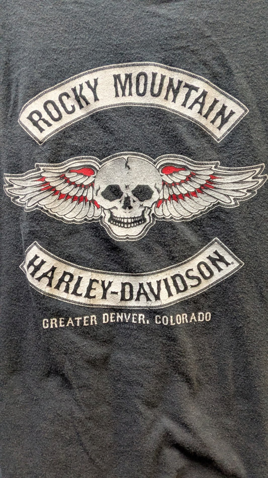 Harley-Davidson Women's Rocky Mountain Harley-Davidson Denver Colorado V-Neck T-Shirt Medium