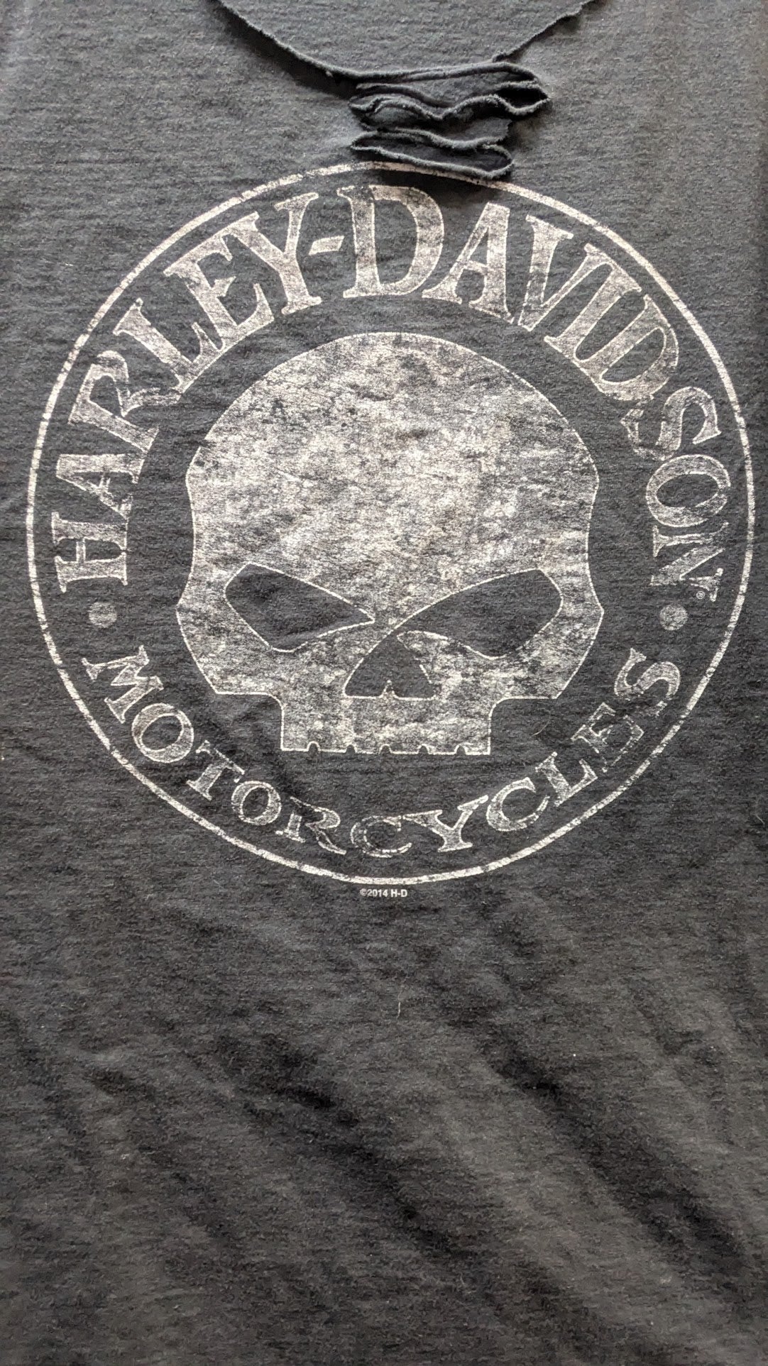 Custom Distressed Harley-Davidson Skull Graphic T-Shirt Adult Large XL Black