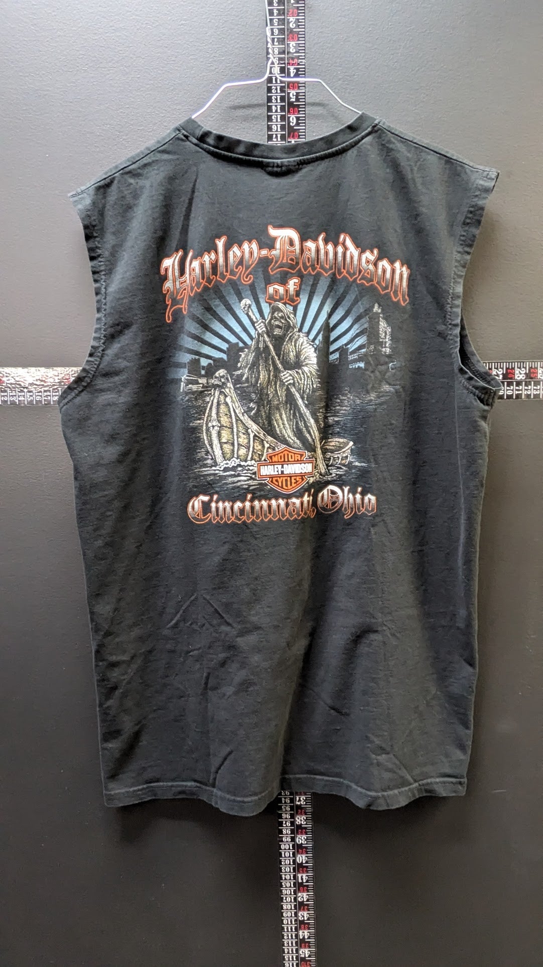 Harley-Davidson Cincinnati Ohio Grim Reaper Sleeveless T-Shirt Adult XL Black