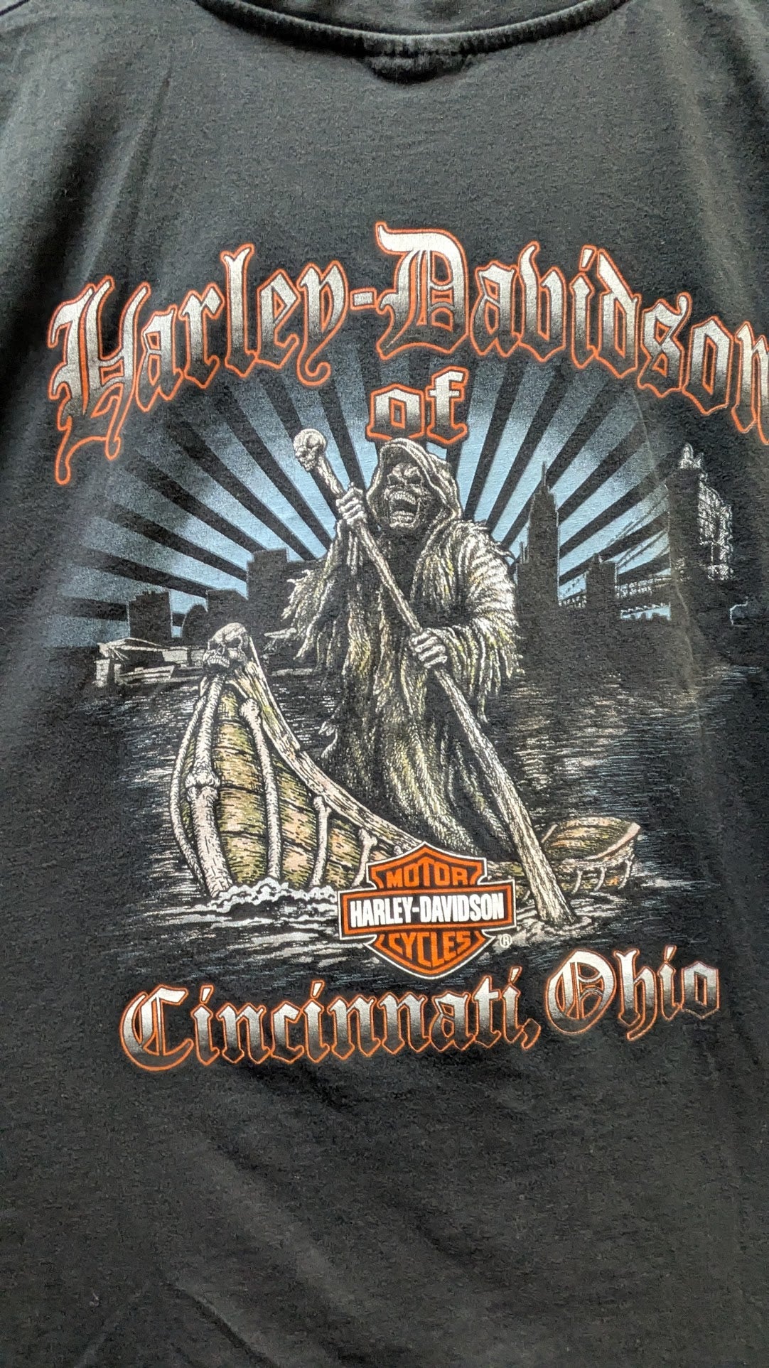 Harley-Davidson Cincinnati Ohio Grim Reaper Sleeveless T-Shirt Adult XL Black