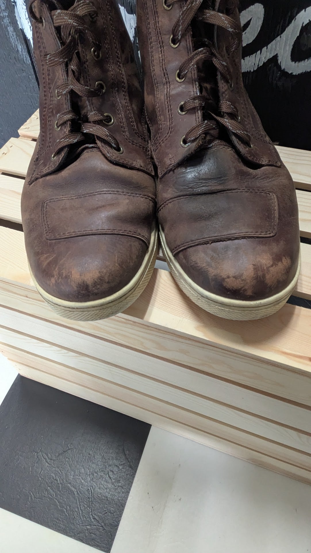 Harley-Davidson Brown Leather High Top Riding Sneakers Boots Men's Size 13