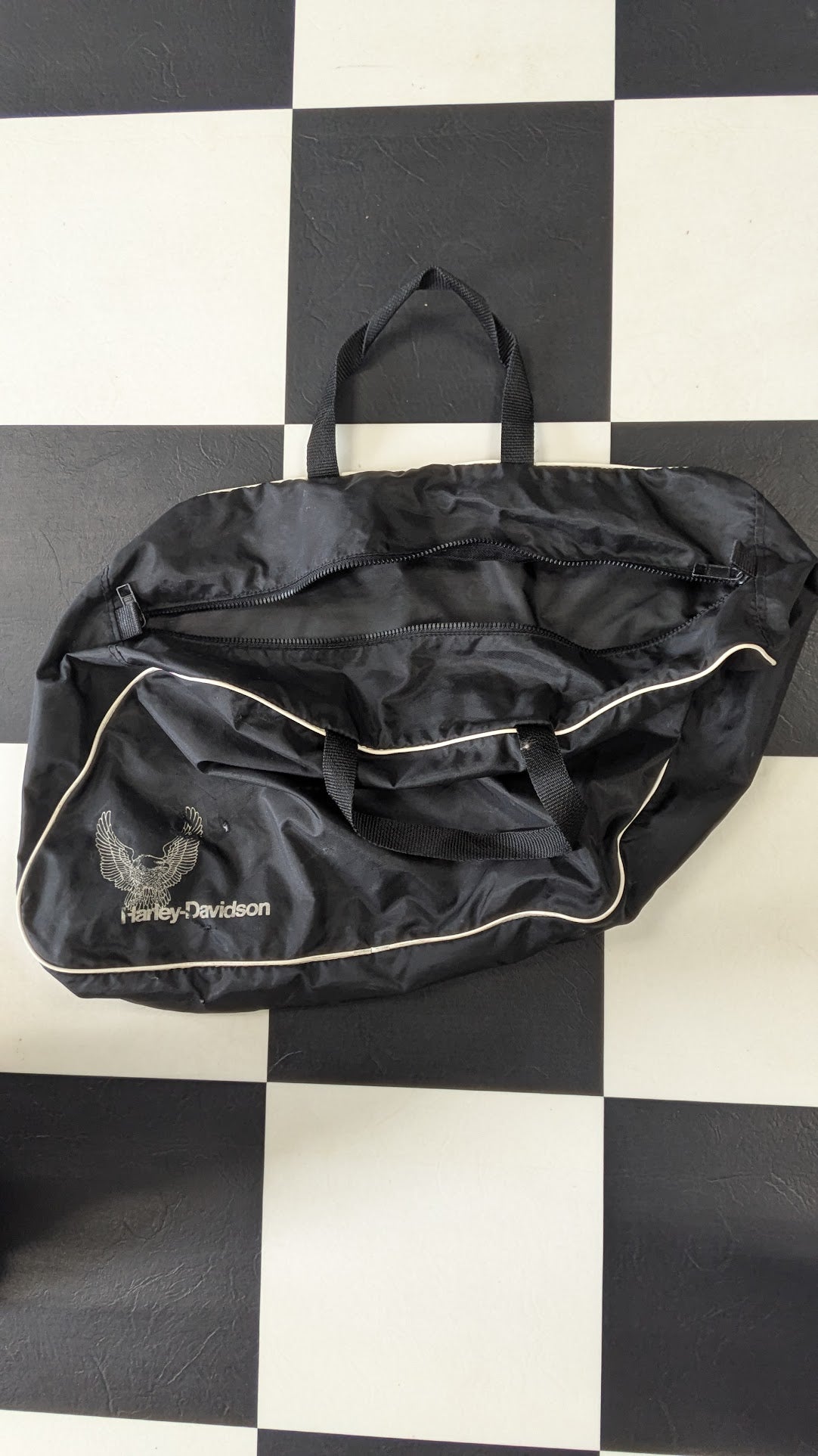 Vintage Harley-Davidson Eagle Logo Nylon Travel Gym Bag Black Motorcycle Luggage