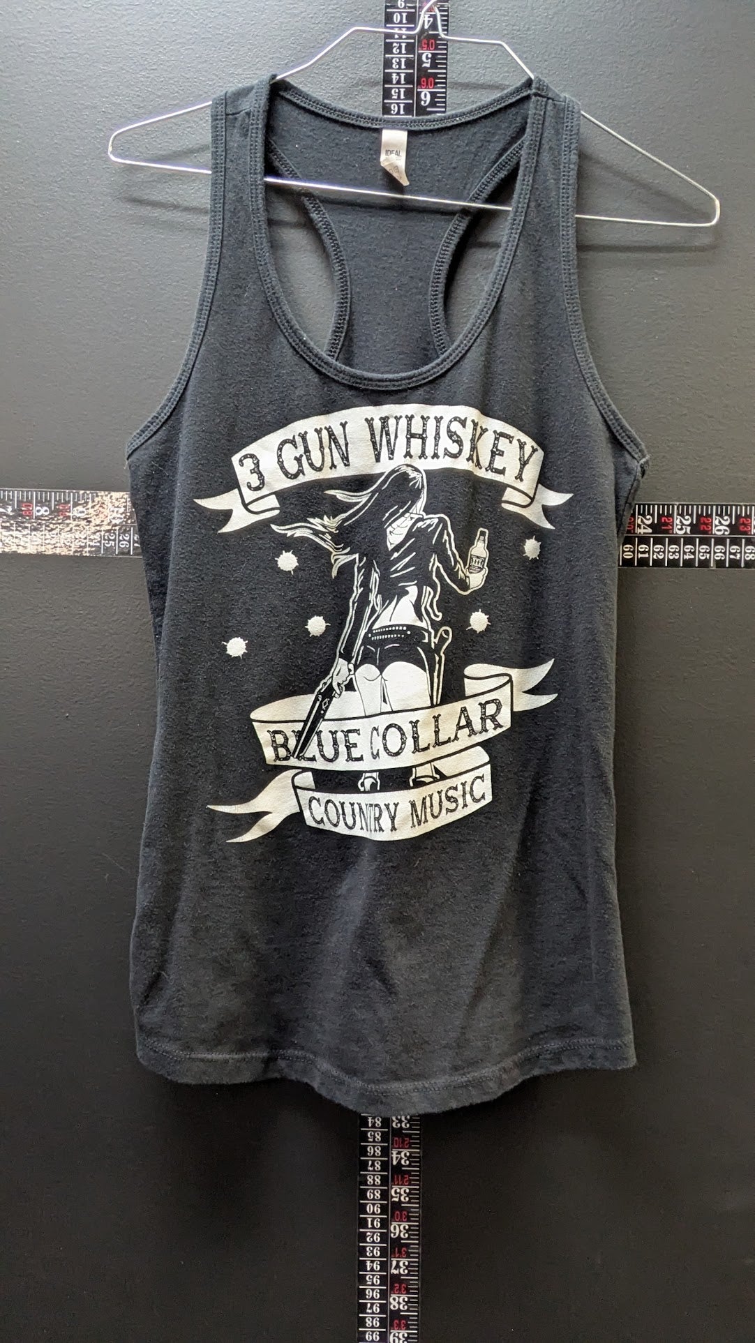 3 Gun Whiskey Blue Collar Country Music Women's Racerback Tank Top Small Black