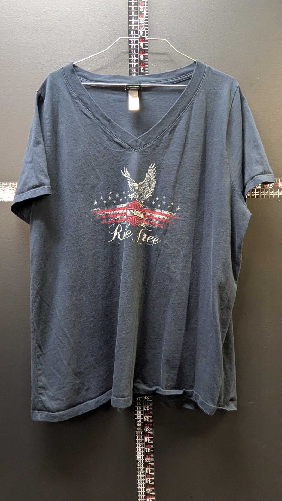 Harley-Davidson Ride Free V-Neck T-Shirt Women's 3XL Raging Bull Durham NC USA