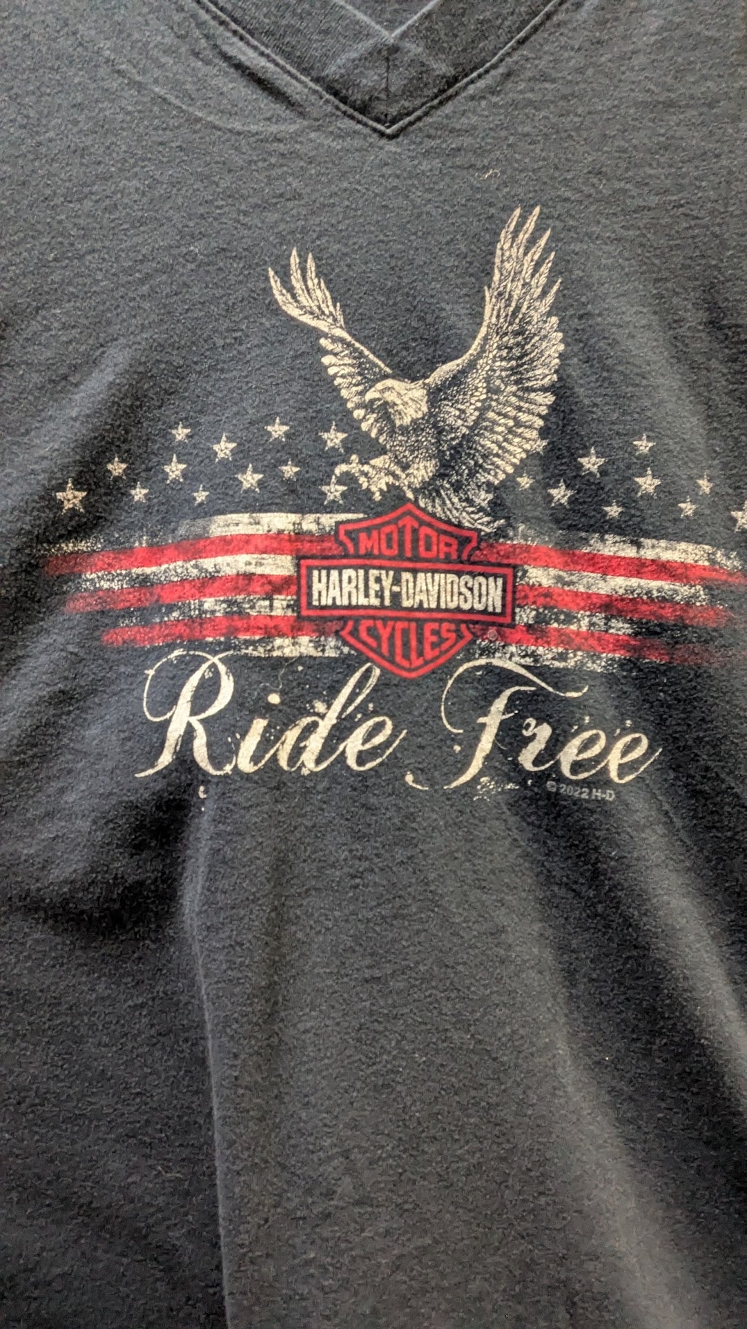 Harley-Davidson Ride Free V-Neck T-Shirt Women's 3XL Raging Bull Durham NC USA