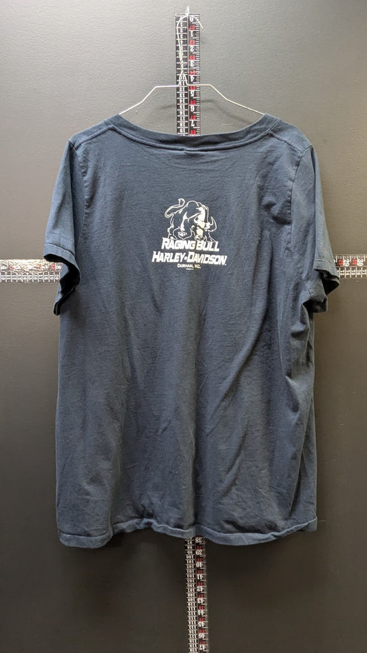 Harley-Davidson Ride Free V-Neck T-Shirt Women's 3XL Raging Bull Durham NC USA