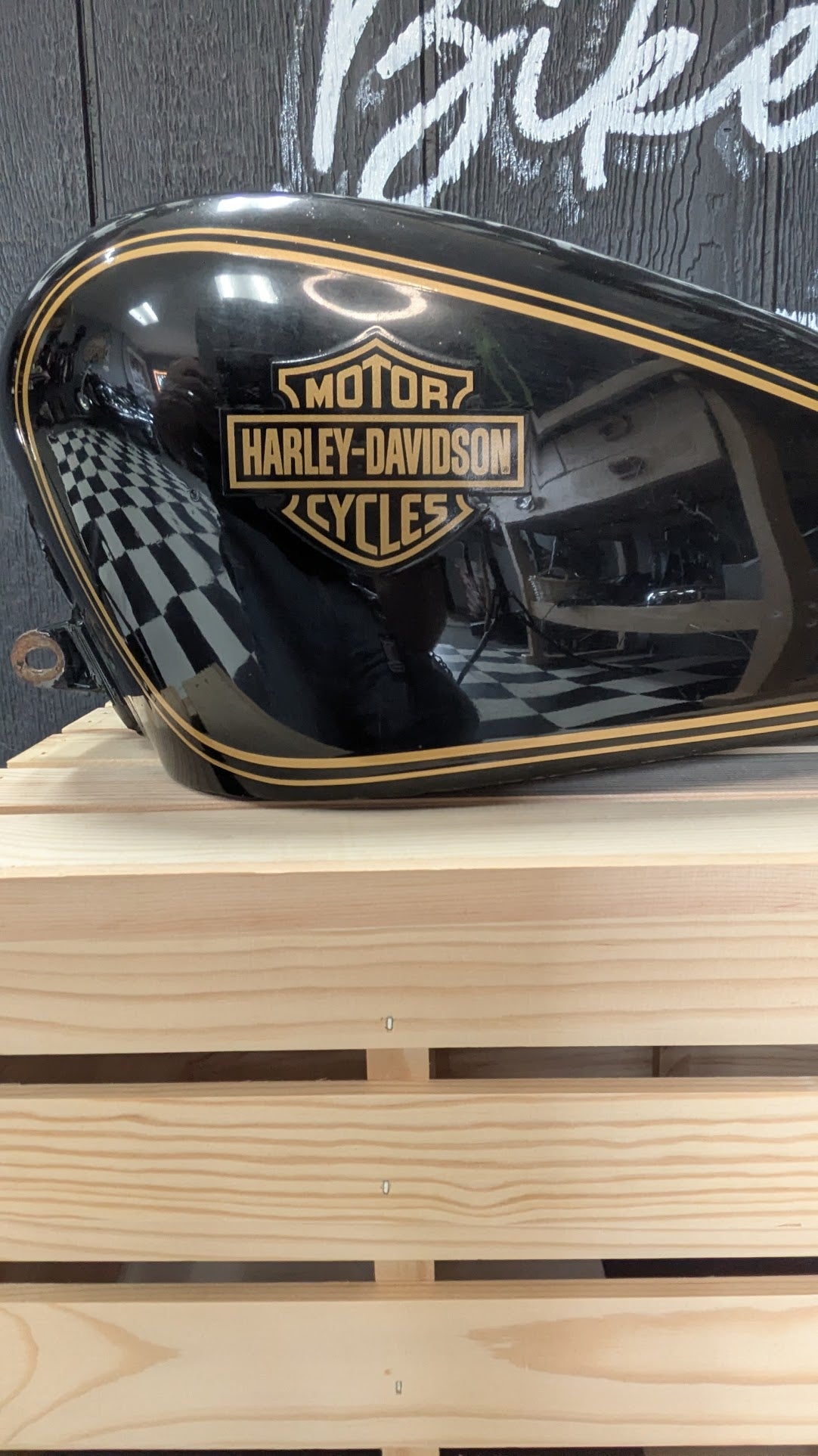 Vintage Harley-Davidson Black & Gold Fuel Gas Tank OEM AMF Era