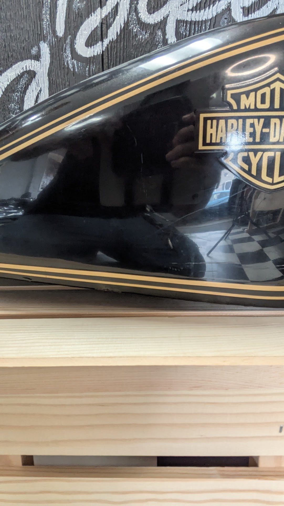 Vintage Harley-Davidson Black & Gold Fuel Gas Tank OEM AMF Era