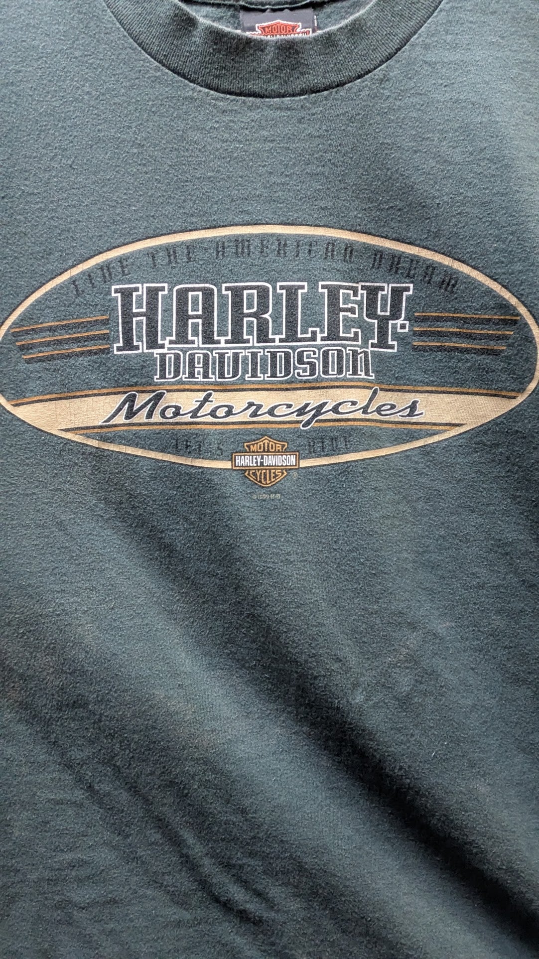 Vintage 1998-1999 Harley-Davidson Buckminn's Xenia Ohio Dealer T-Shirt Green Large