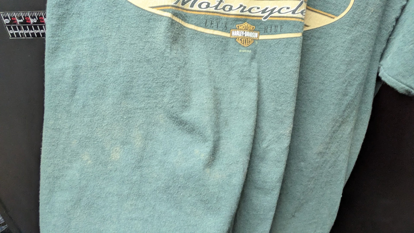 Vintage 1998-1999 Harley-Davidson Buckminn's Xenia Ohio Dealer T-Shirt Green Large