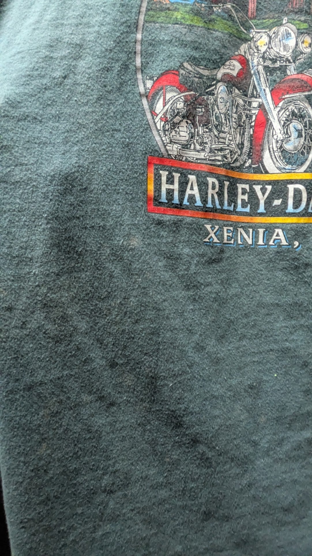 Vintage 1998-1999 Harley-Davidson Buckminn's Xenia Ohio Dealer T-Shirt Green Large