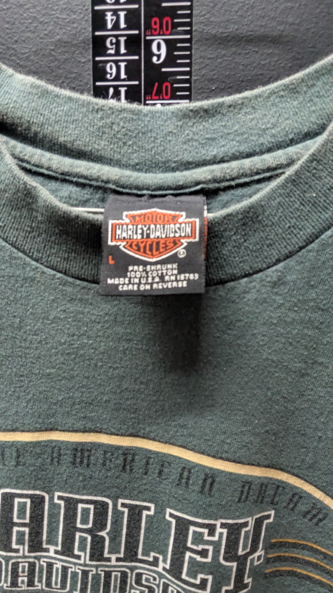Vintage 1998-1999 Harley-Davidson Buckminn's Xenia Ohio Dealer T-Shirt Green Large