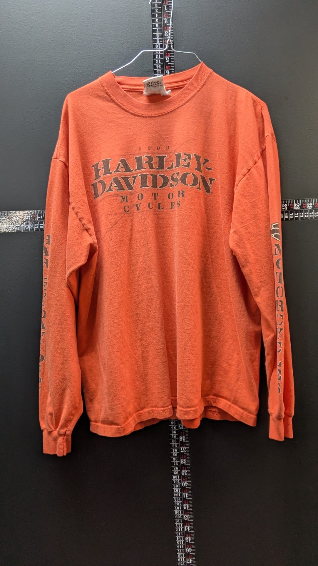 Harley-Davidson Buckminn's Xenia Ohio Long Sleeve T-Shirt Orange Large 2009