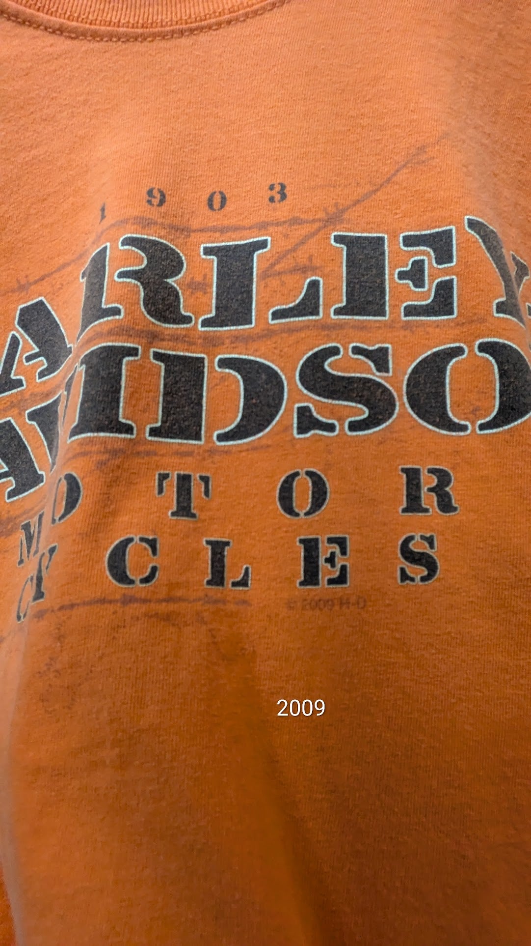 Harley-Davidson Buckminn's Xenia Ohio Long Sleeve T-Shirt Orange Large 2009