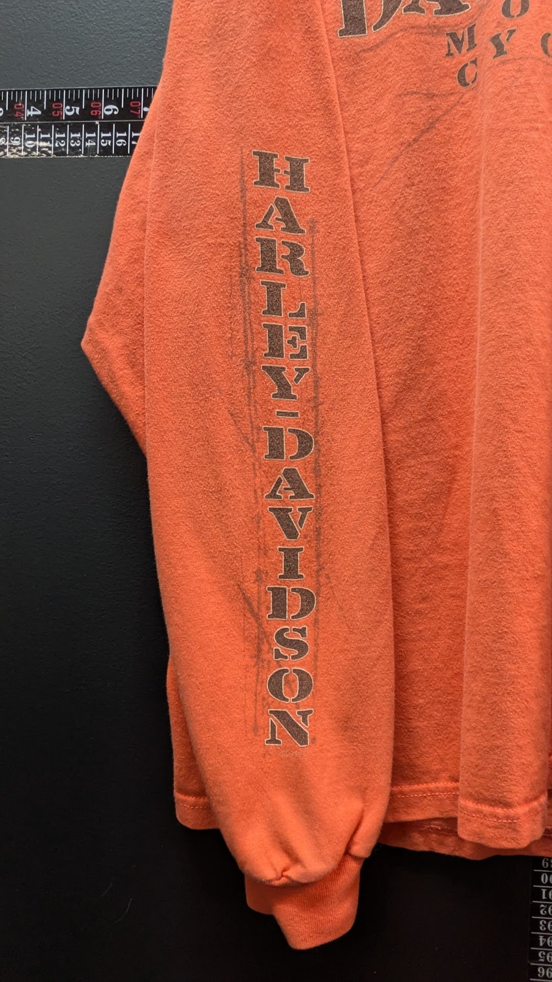 Harley-Davidson Buckminn's Xenia Ohio Long Sleeve T-Shirt Orange Large 2009