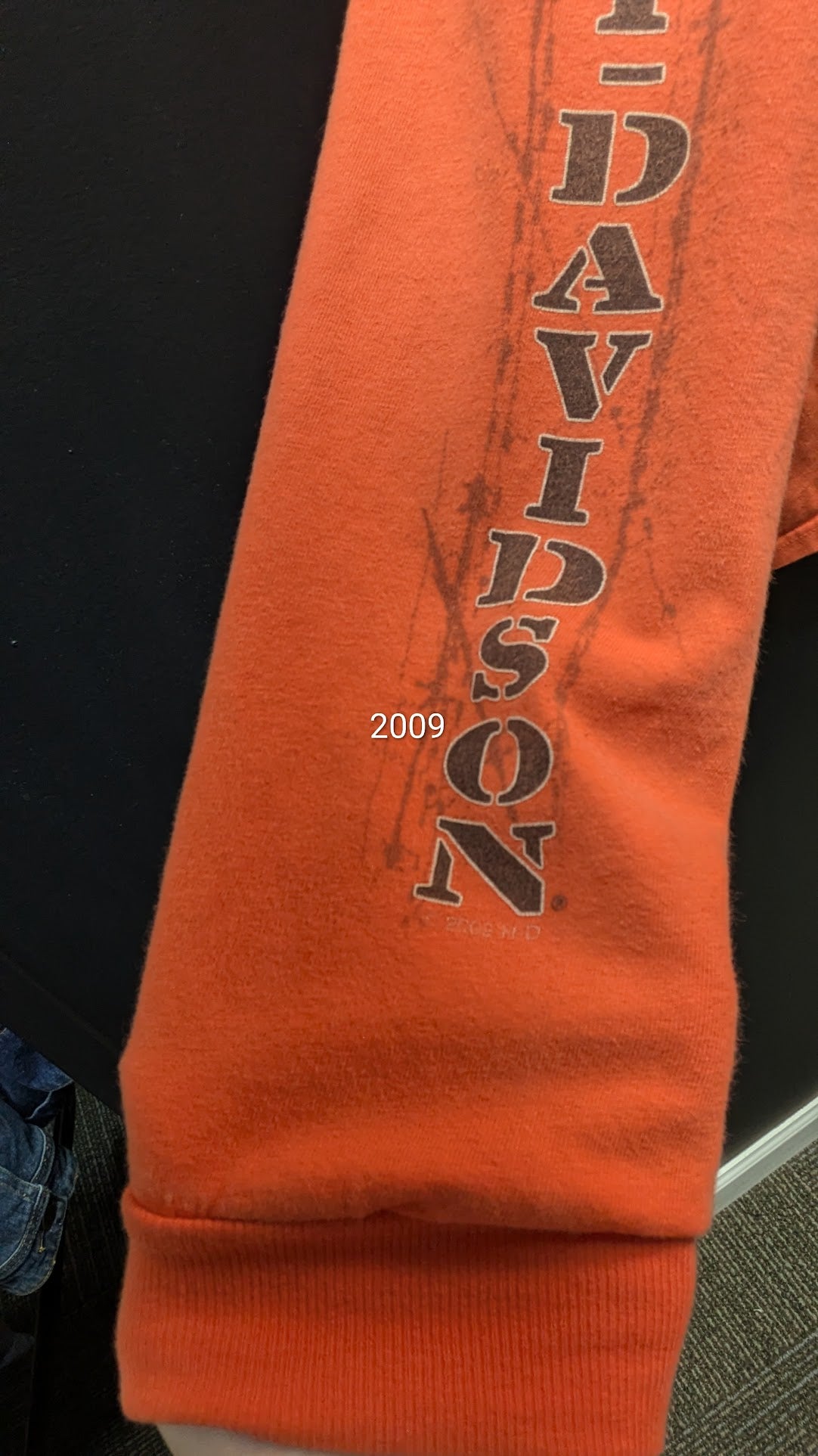 Harley-Davidson Buckminn's Xenia Ohio Long Sleeve T-Shirt Orange Large 2009
