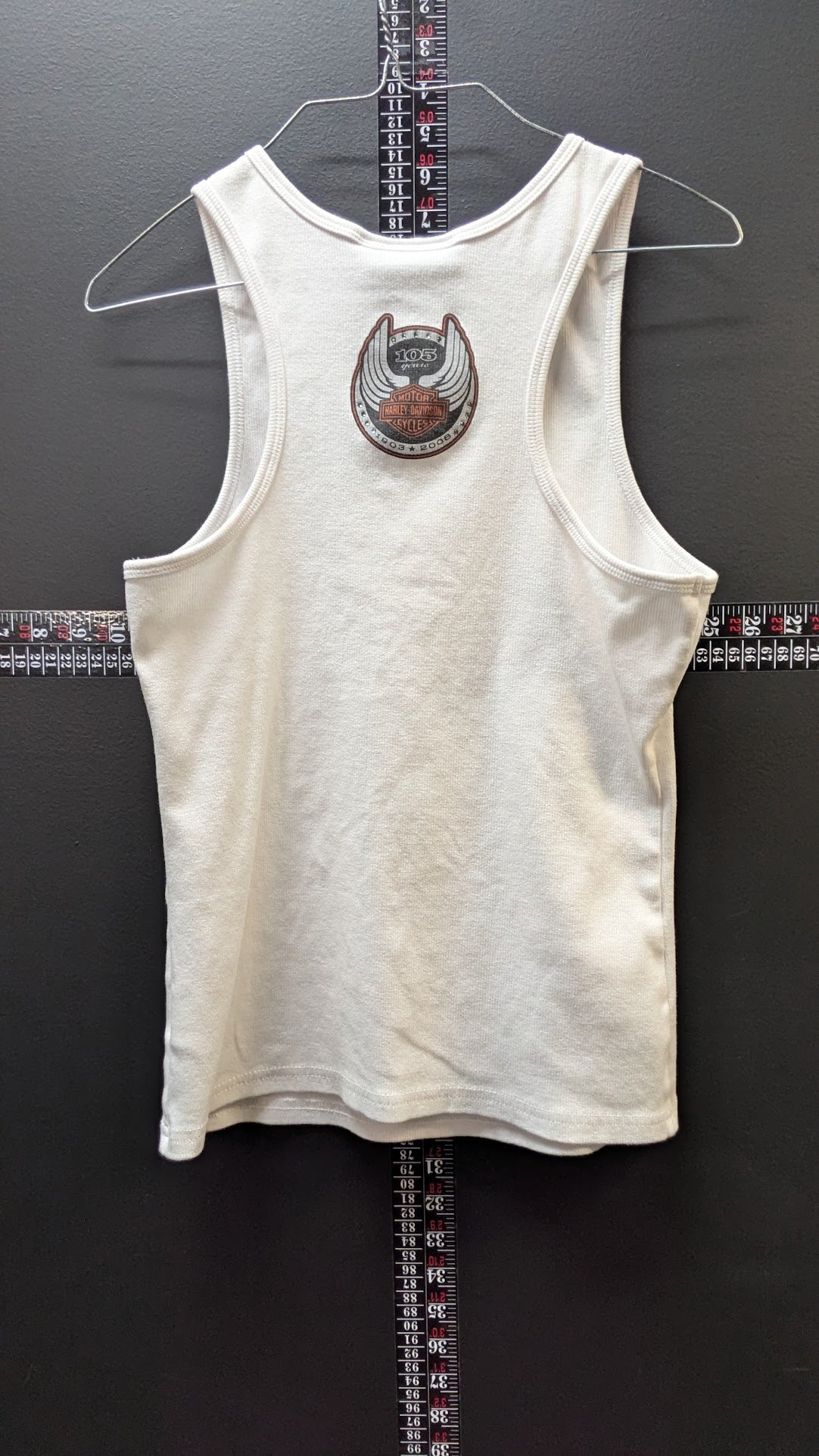 Harley-Davidson 105th Anniversary Women's Ribbed Tank Top Medium White Rhinestone