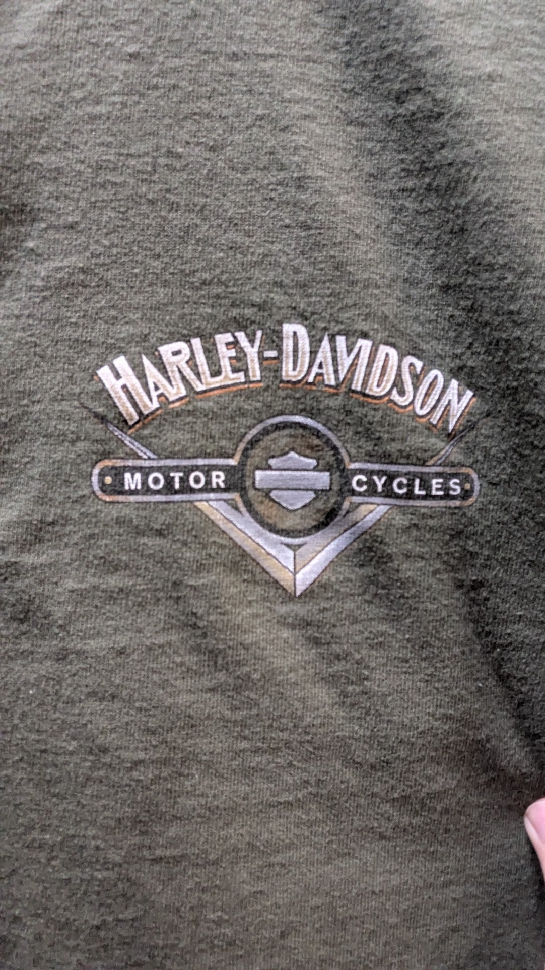 Harley-Davidson Women's Olive Green Henley Long Sleeve Shirt Buckminn's Xenia Ohio Size Medium