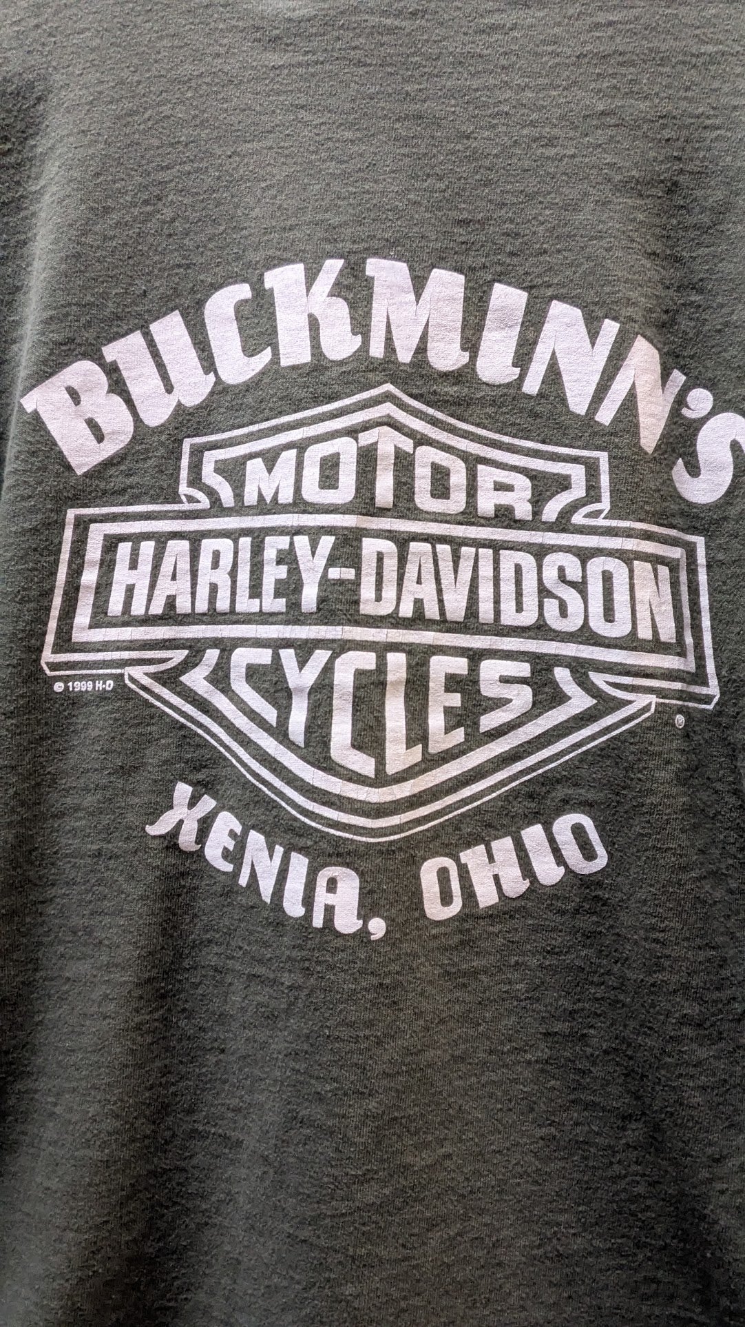 Harley-Davidson Women's Olive Green Henley Long Sleeve Shirt Buckminn's Xenia Ohio Size Medium