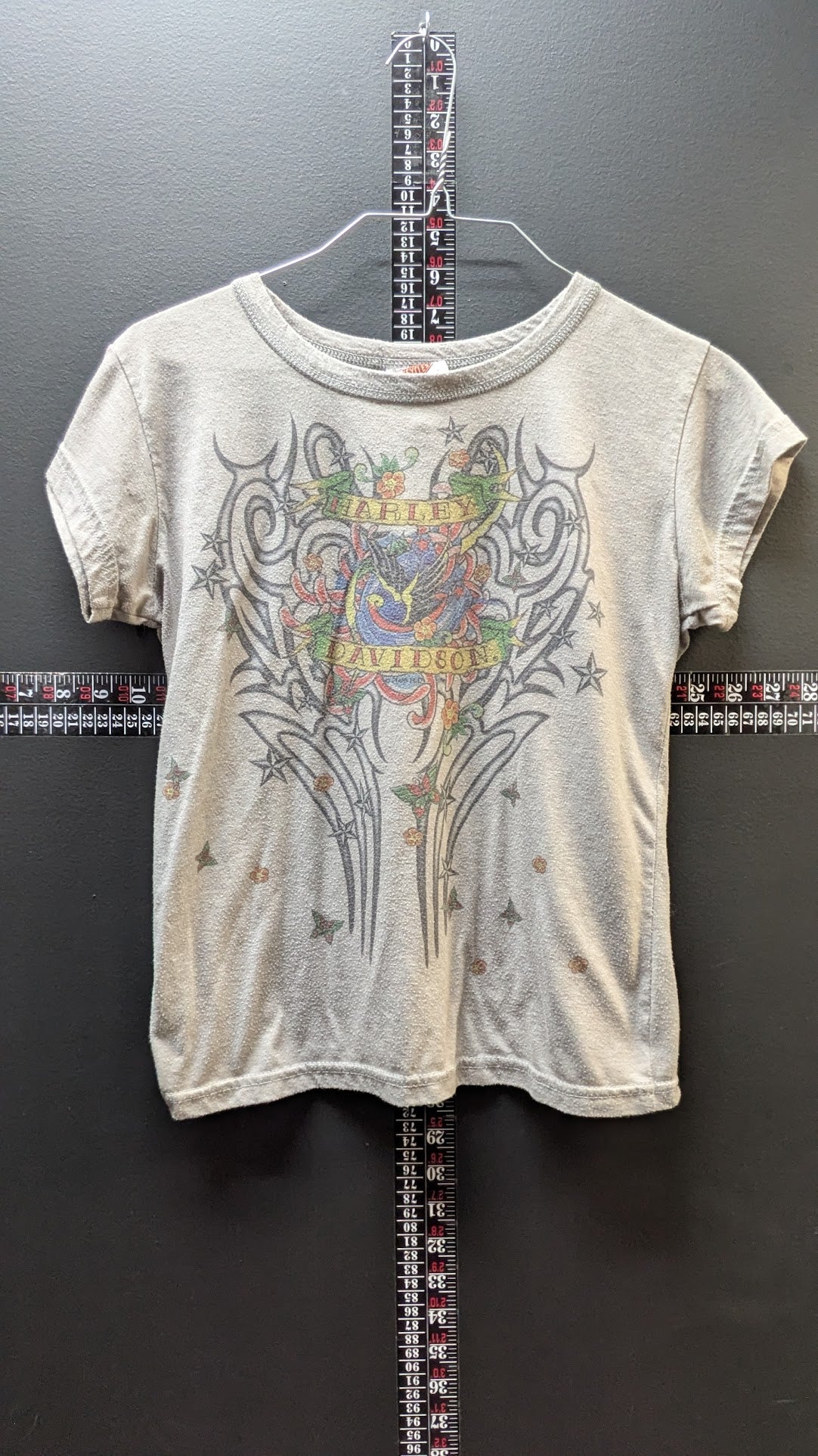 2005 Harley-Davidson Buckminn's Xenia Ohio Tattoo Art Y2K Women's Graphic Tee Size Large