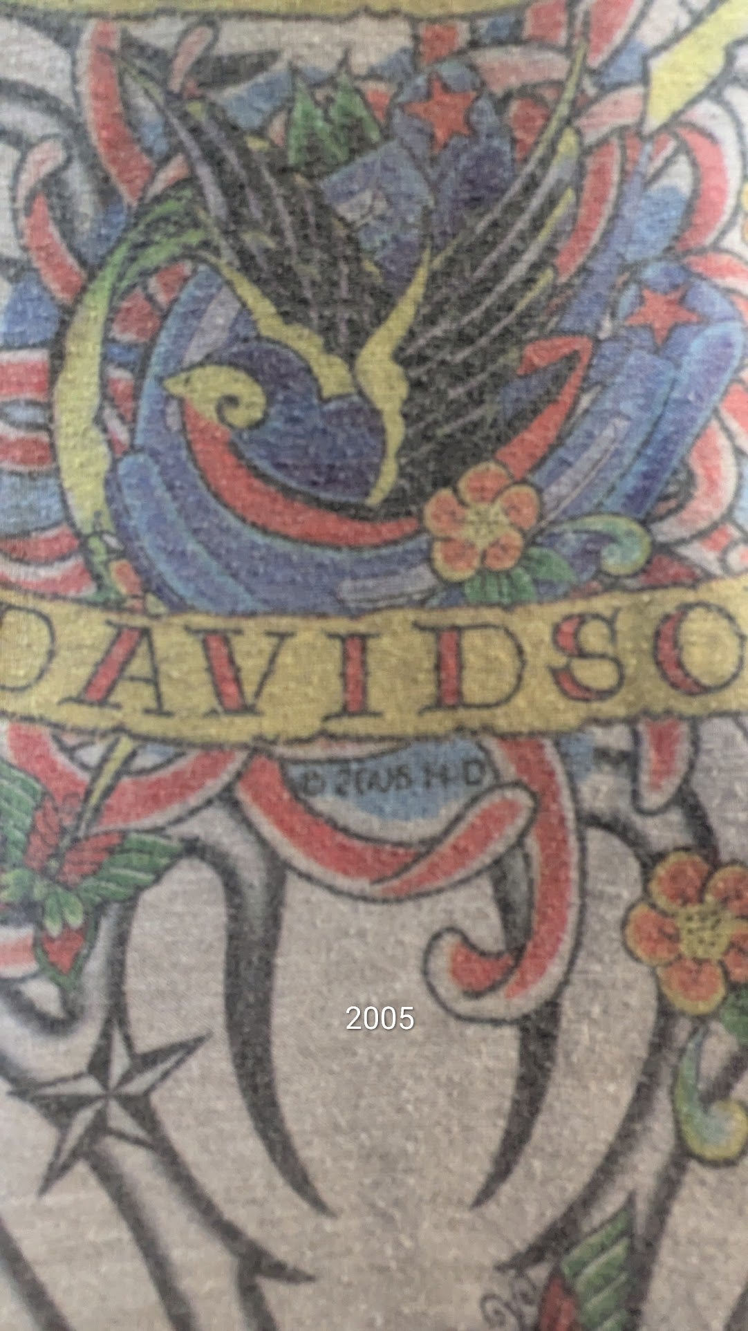 2005 Harley-Davidson Buckminn's Xenia Ohio Tattoo Art Y2K Women's Graphic Tee Size Large