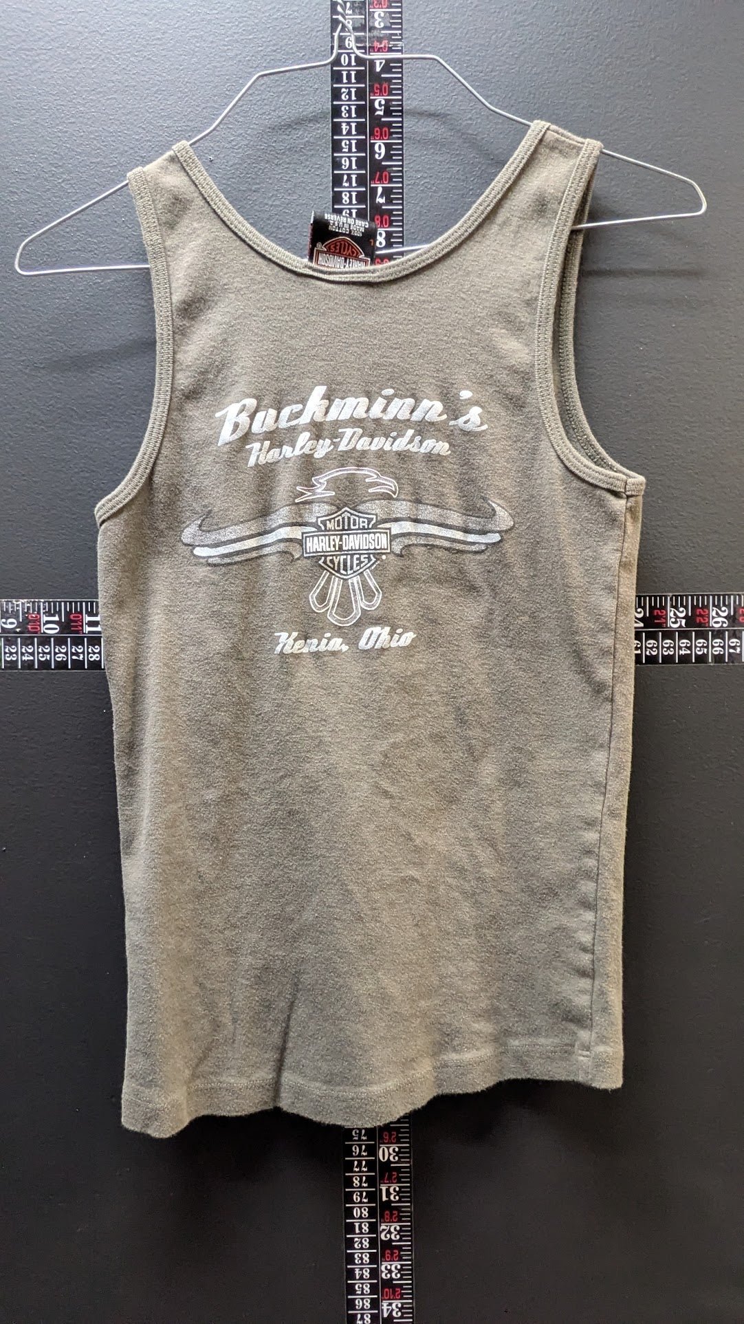 Vintage 2005 Harley-Davidson Women's Tank Top "All I Need Is My Harley" Rhinestone Graphic Olive Green Size Large