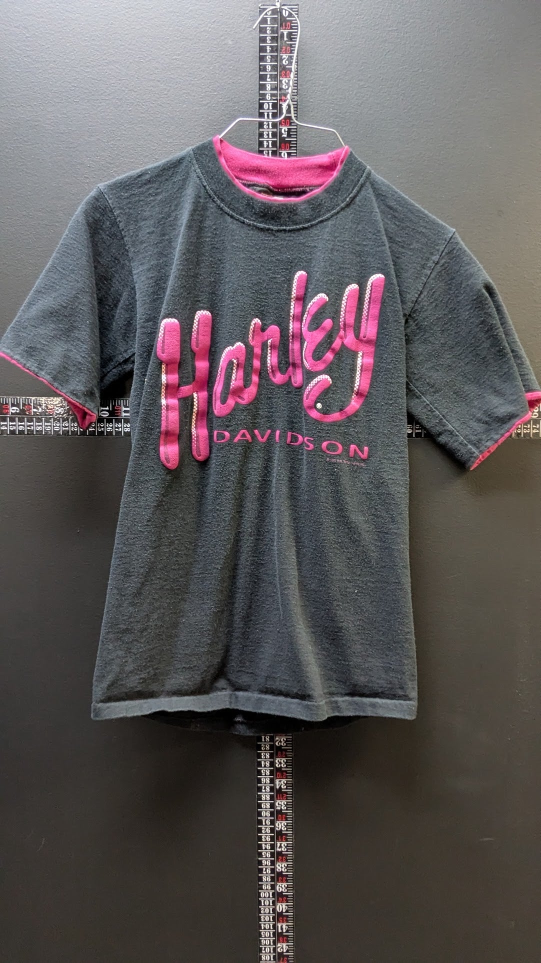 Vintage 1992 Harley-Davidson Women's Fleece T-Shirt / Sweatshirt – Black & Pink Buckmin's Xenia Ohio