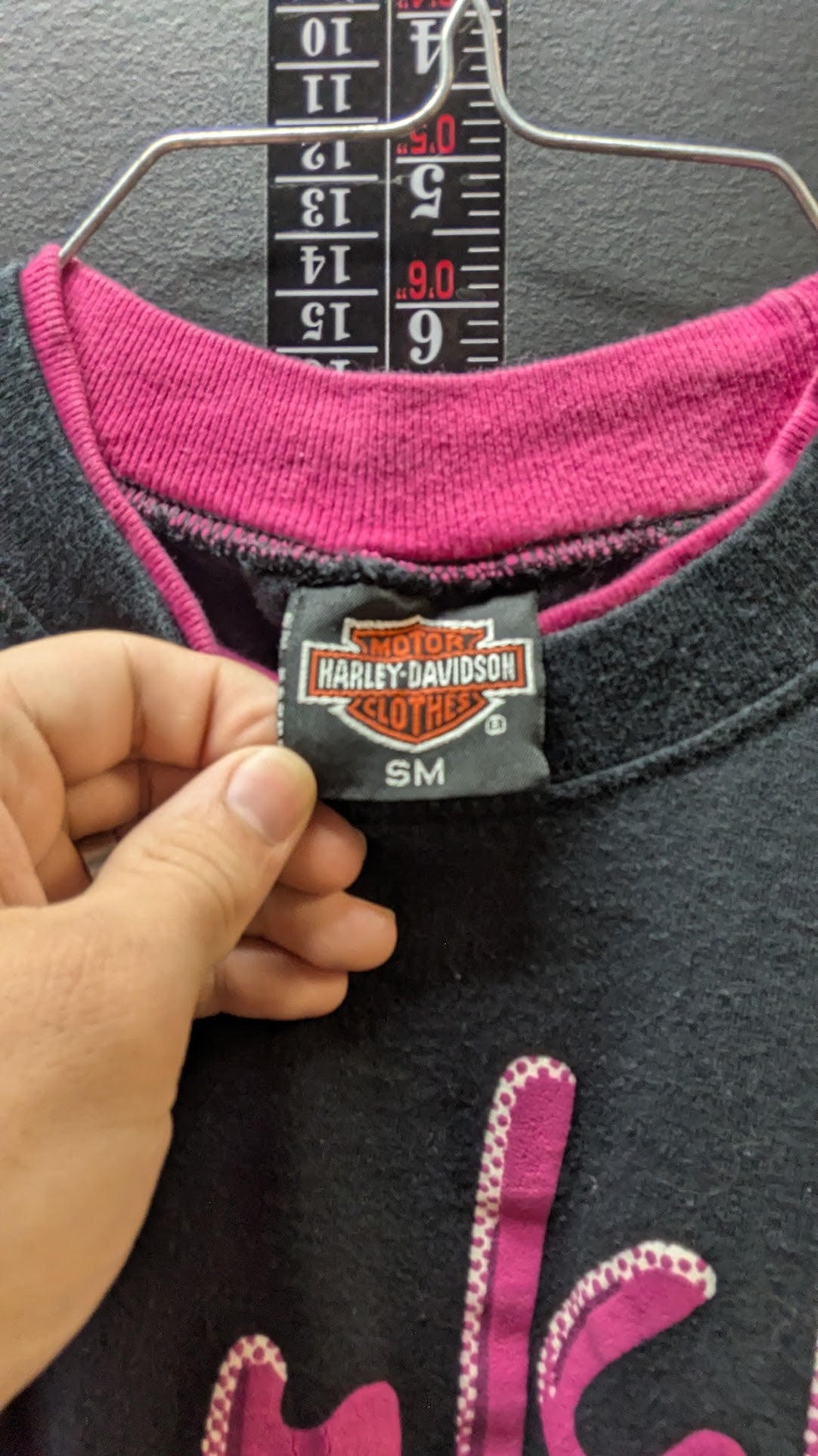 Vintage 1992 Harley-Davidson Women's Fleece T-Shirt / Sweatshirt – Black & Pink Buckmin's Xenia Ohio