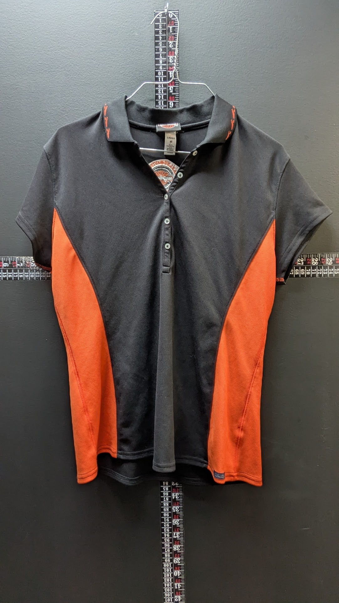Harley-Davidson Women's Performance Polo Shirt Black Orange Moisture Management Size Medium