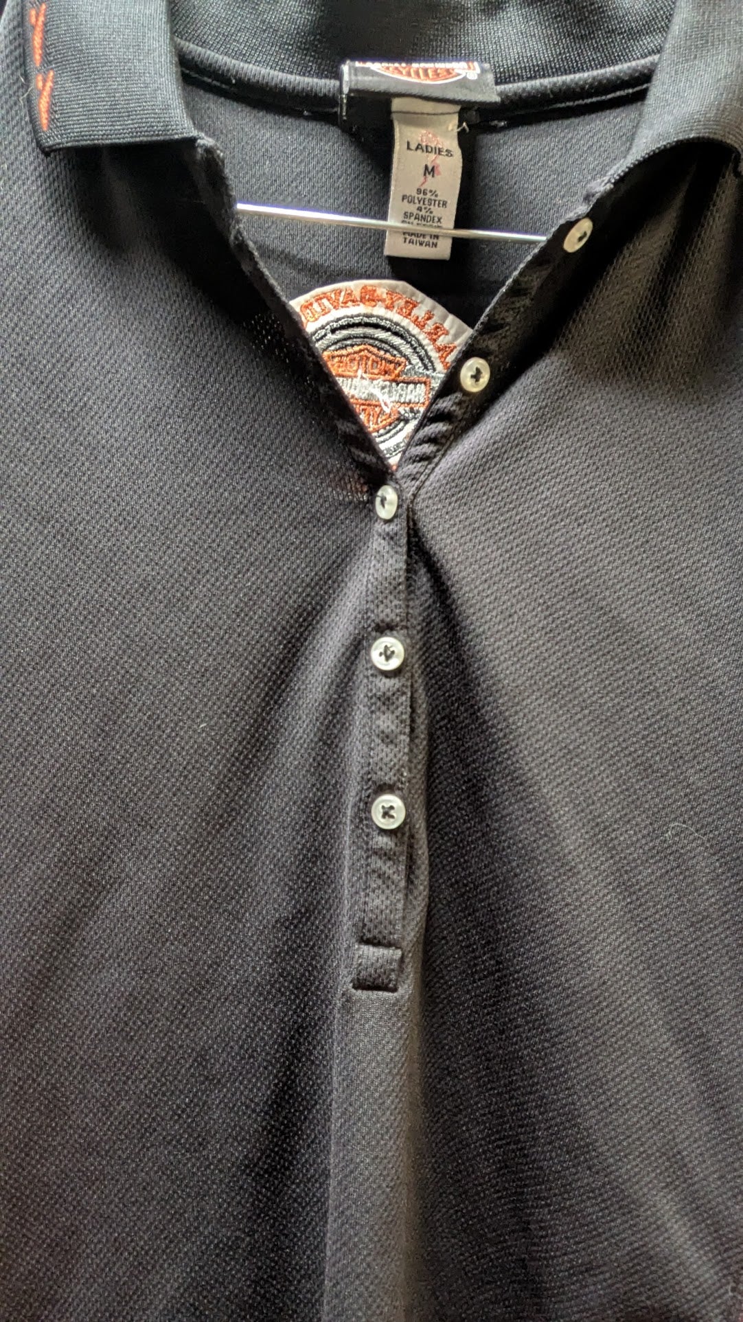 Harley-Davidson Women's Performance Polo Shirt Black Orange Moisture Management Size Medium