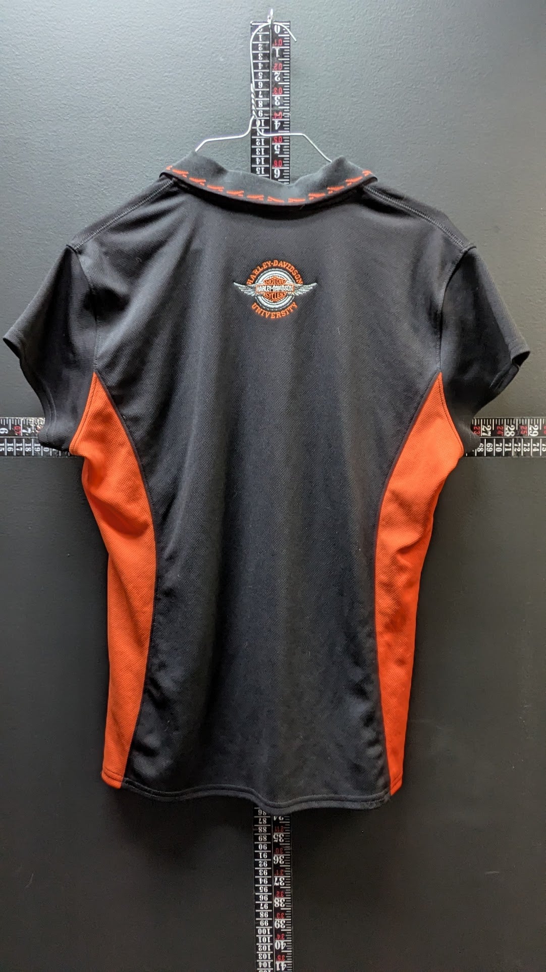 Harley-Davidson Women's Performance Polo Shirt Black Orange Moisture Management Size Medium