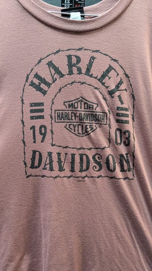 Harley-Davidson Women's Dolman Sleeve Graphic Top Pink Raging Bull Durham NC Size 2XL