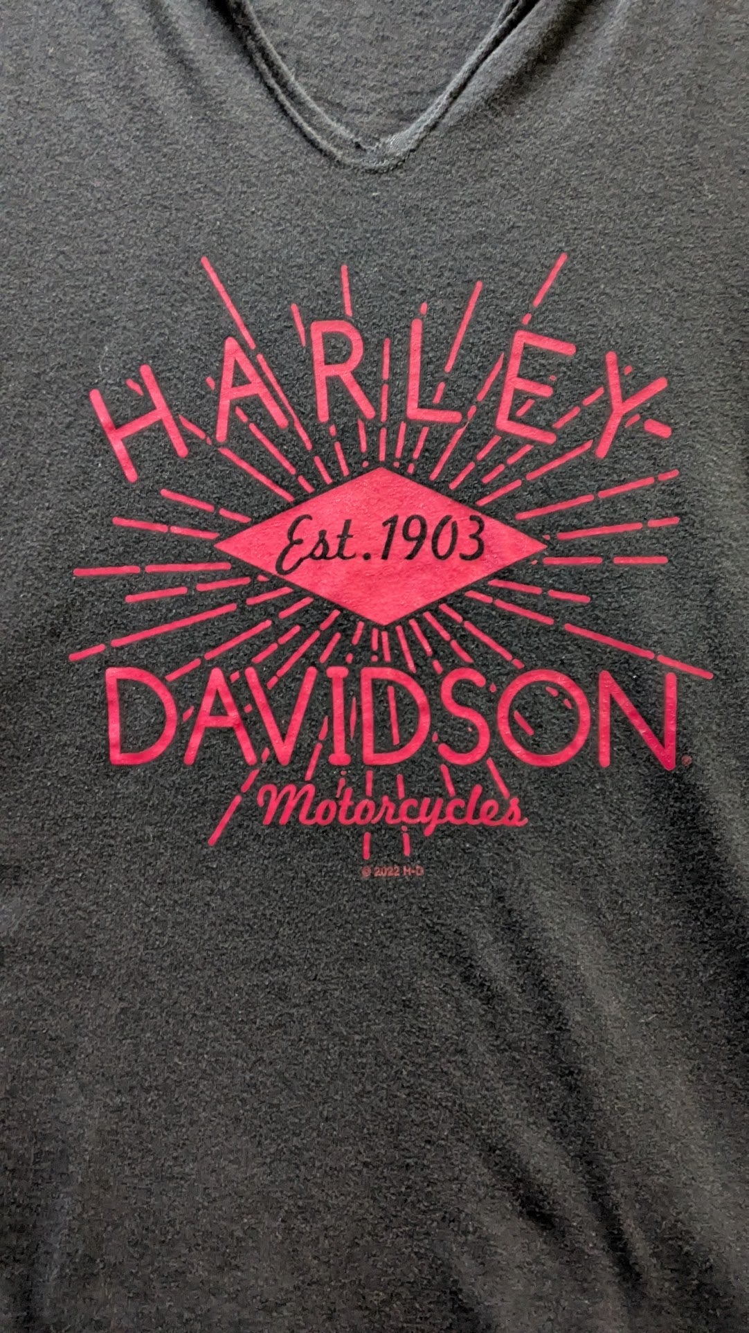 Harley-Davidson Women's V-Neck T-Shirt Black Red Graphic Raging Bull Durham NC Size 3X