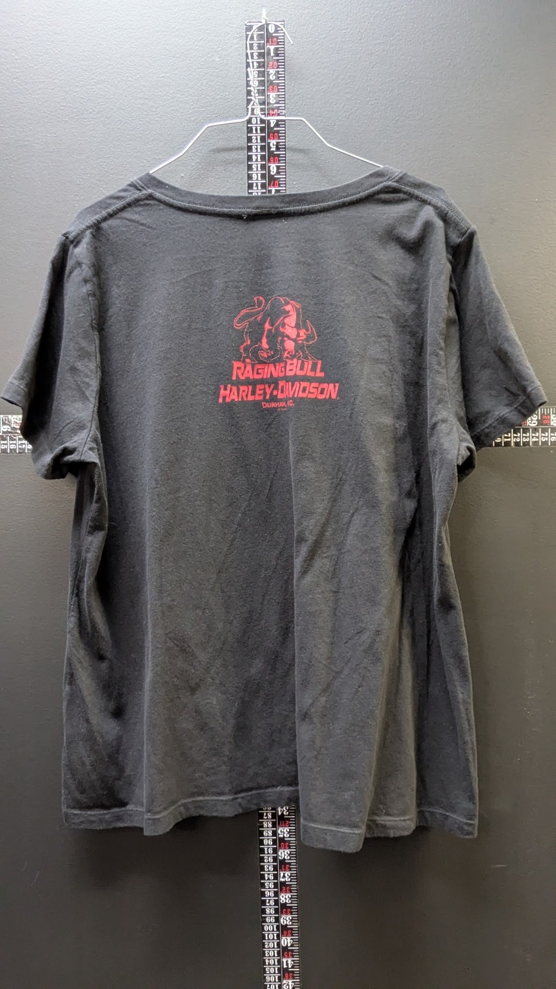 Harley-Davidson Women's V-Neck T-Shirt Black Red Graphic Raging Bull Durham NC Size 3X