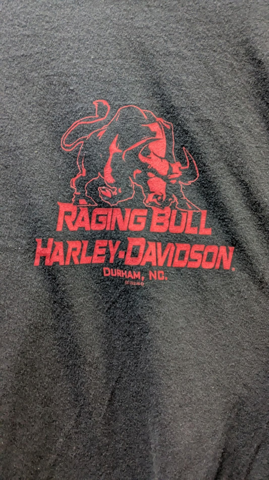 Harley-Davidson Women's V-Neck T-Shirt Black Red Graphic Raging Bull Durham NC Size 3X