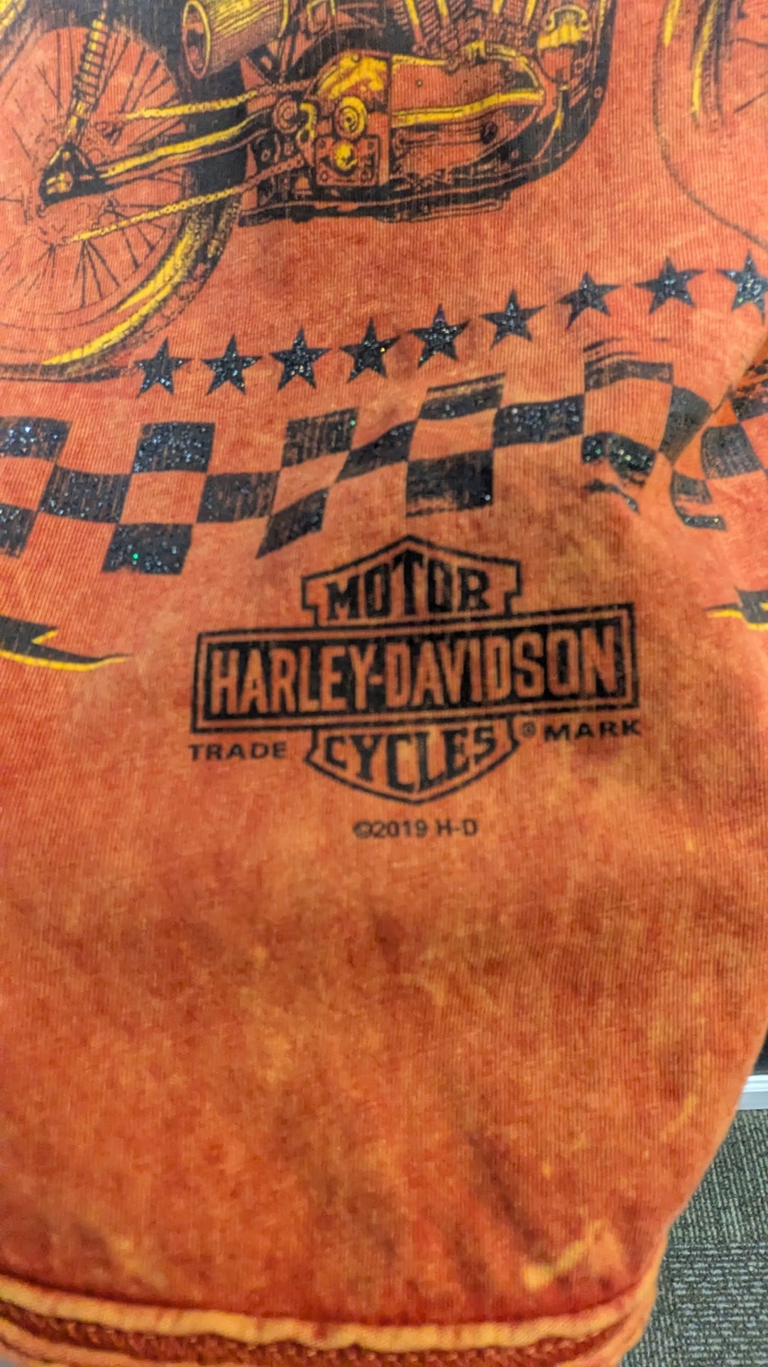 Harley-Davidson Sturgis Black Hills Rally 2019 Tank Top Orange Burnout Graphic Women's XS