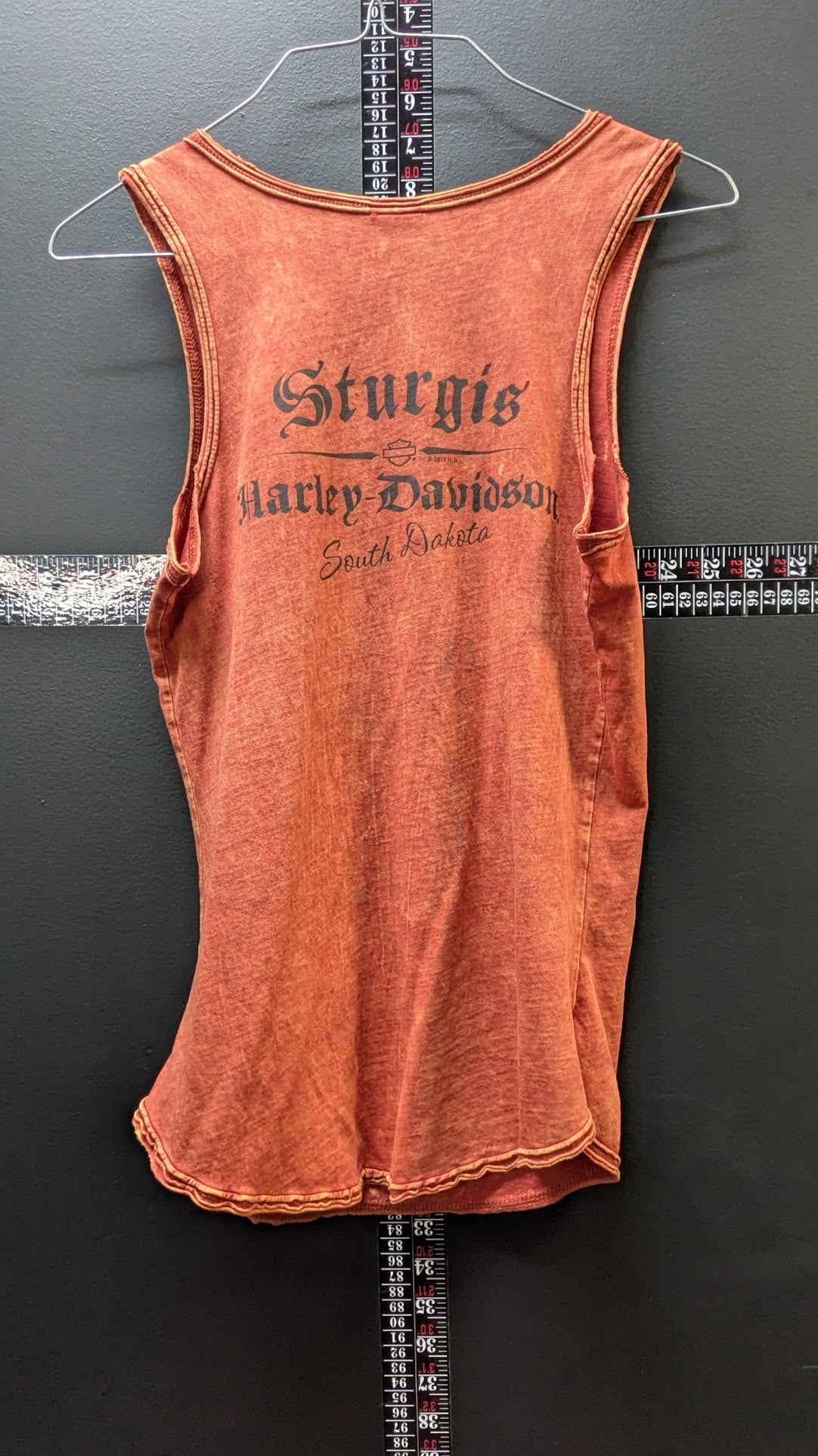 Harley-Davidson Sturgis Black Hills Rally 2019 Tank Top Orange Burnout Graphic Women's XS