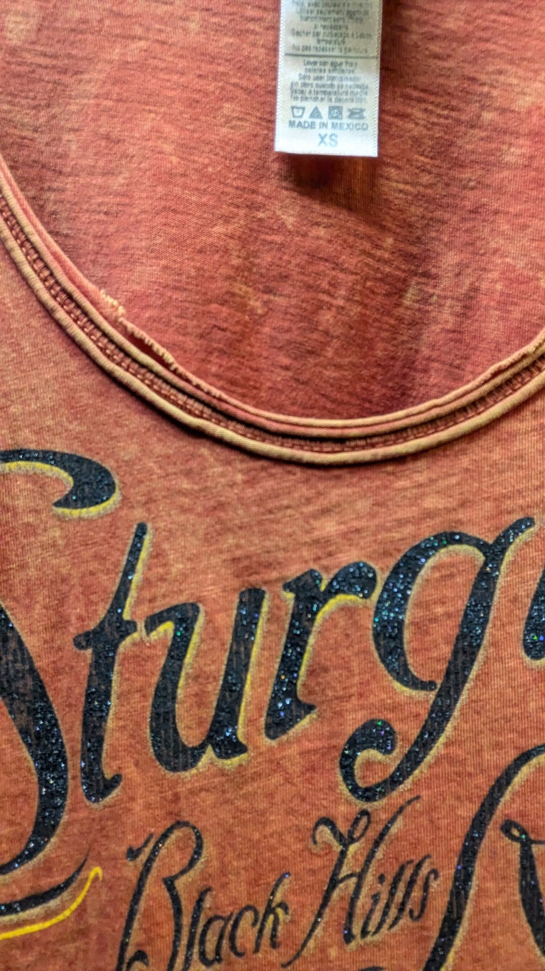 Harley-Davidson Sturgis Black Hills Rally 2019 Tank Top Orange Burnout Graphic Women's XS