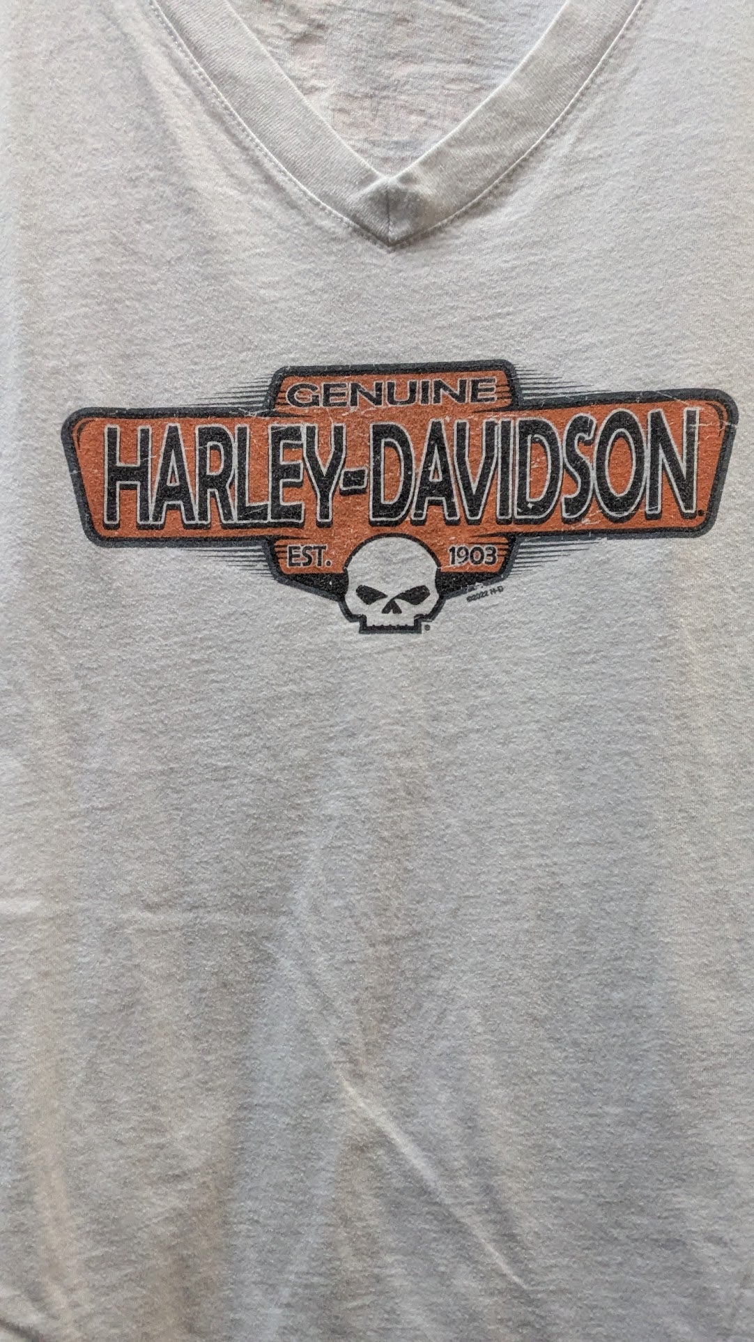 Harley-Davidson Raging Bull Durham NC Women's V-Neck T-Shirt White 3XL