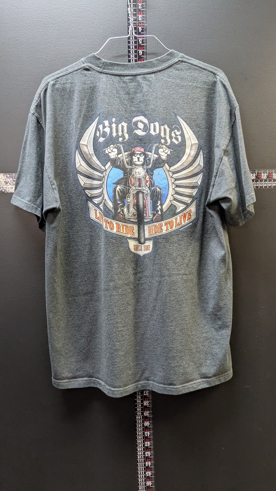 Big Dogs "Big Dogz" Ride to Live Motorcycle T-Shirt Men's Large Gray Biker Graphic Tee
