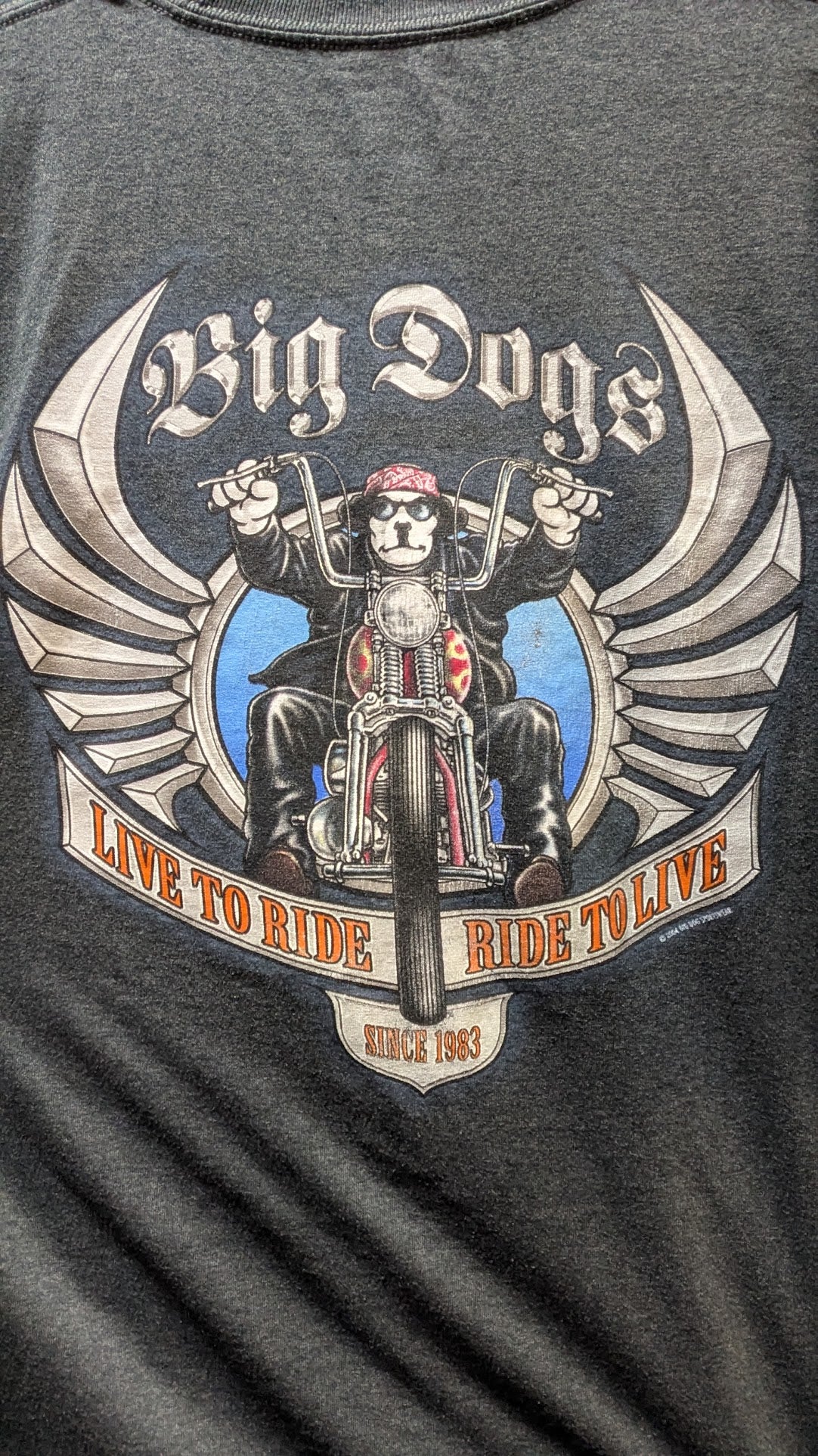 Big Dogs "Big Dogz" Ride to Live Motorcycle T-Shirt Men's Large Gray Biker Graphic Tee