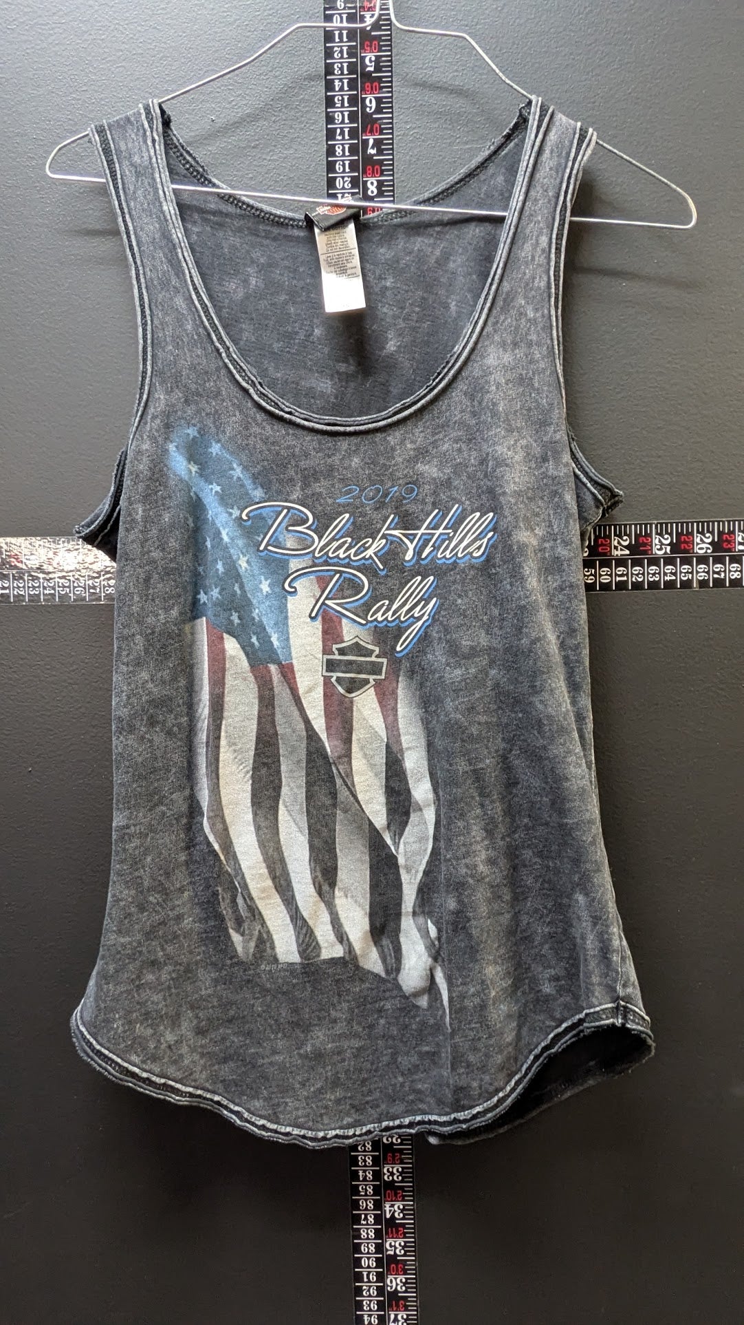 2019 Harley-Davidson Black Hills Rally Tank Top Women's XS Gray Acid Wash Sturgis SD