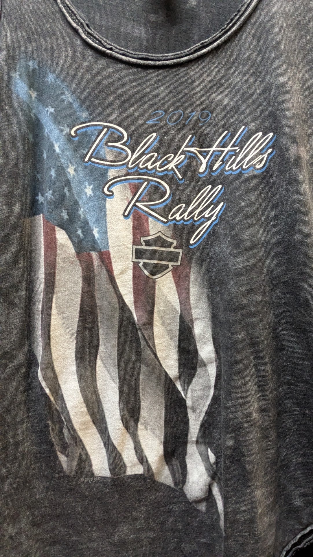 2019 Harley-Davidson Black Hills Rally Tank Top Women's XS Gray Acid Wash Sturgis SD