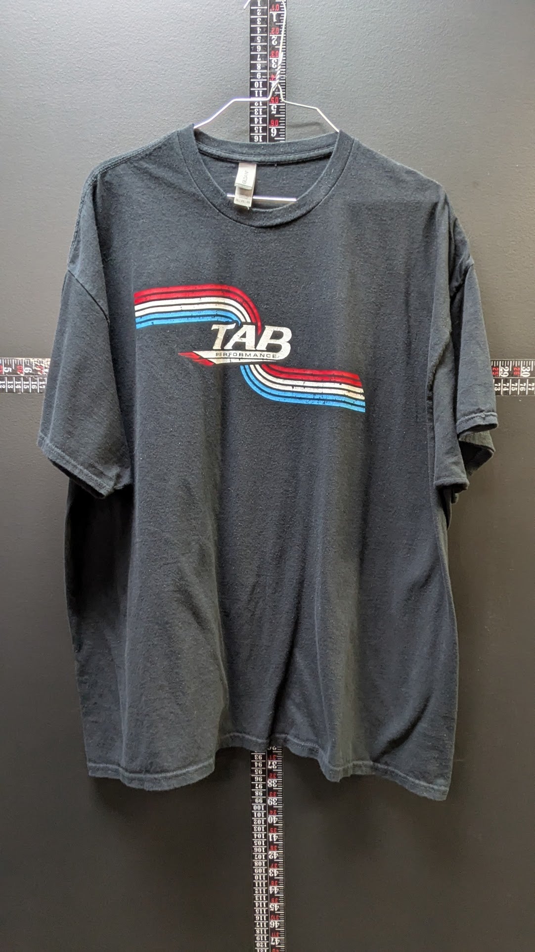 TAB Performance Racing Stripes Graphic T-Shirt Men's 2XL Black Heavy Cotton
