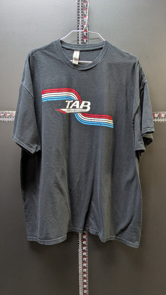 TAB Performance Racing Stripes Graphic T-Shirt Men's 2XL Black Heavy Cotton