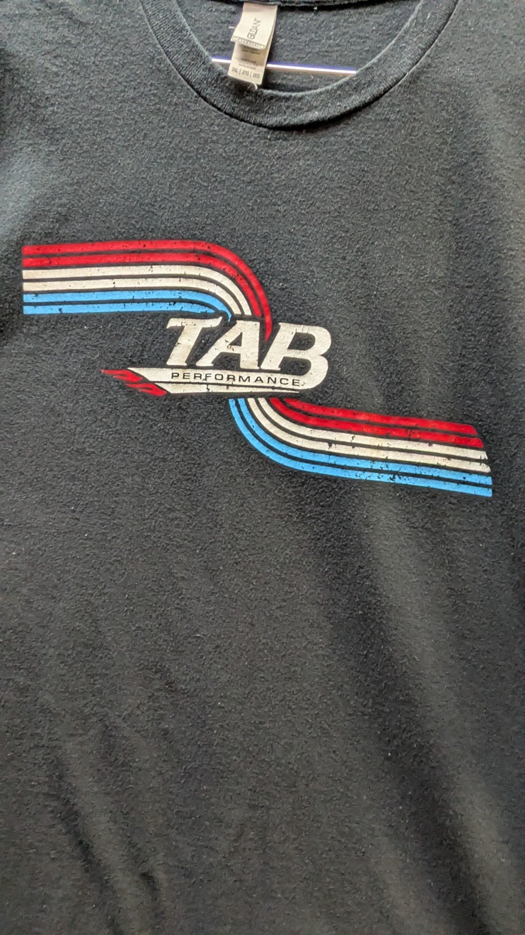 TAB Performance Racing Stripes Graphic T-Shirt Men's 2XL Black Heavy Cotton