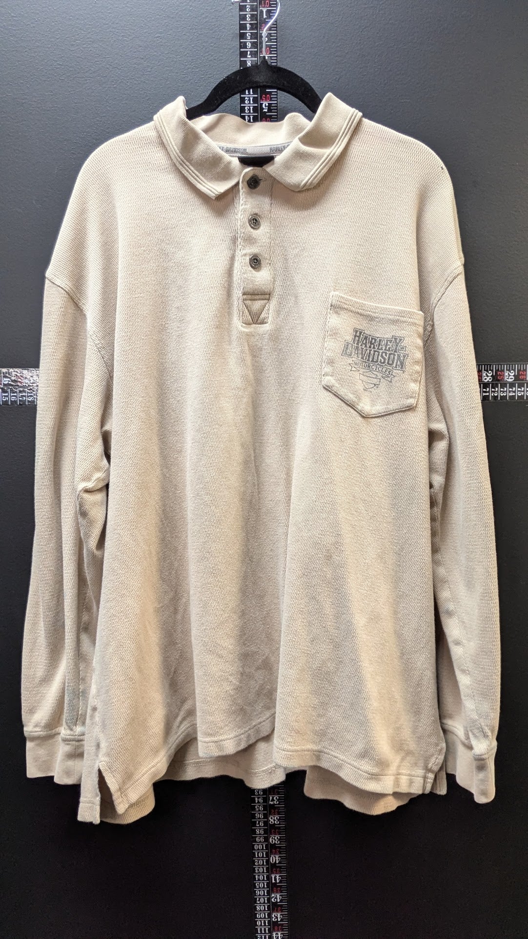 Harley-Davidson Men's XL Long Sleeve Thermal Henley Shirt Beige Hale's Mansfield Ohio
