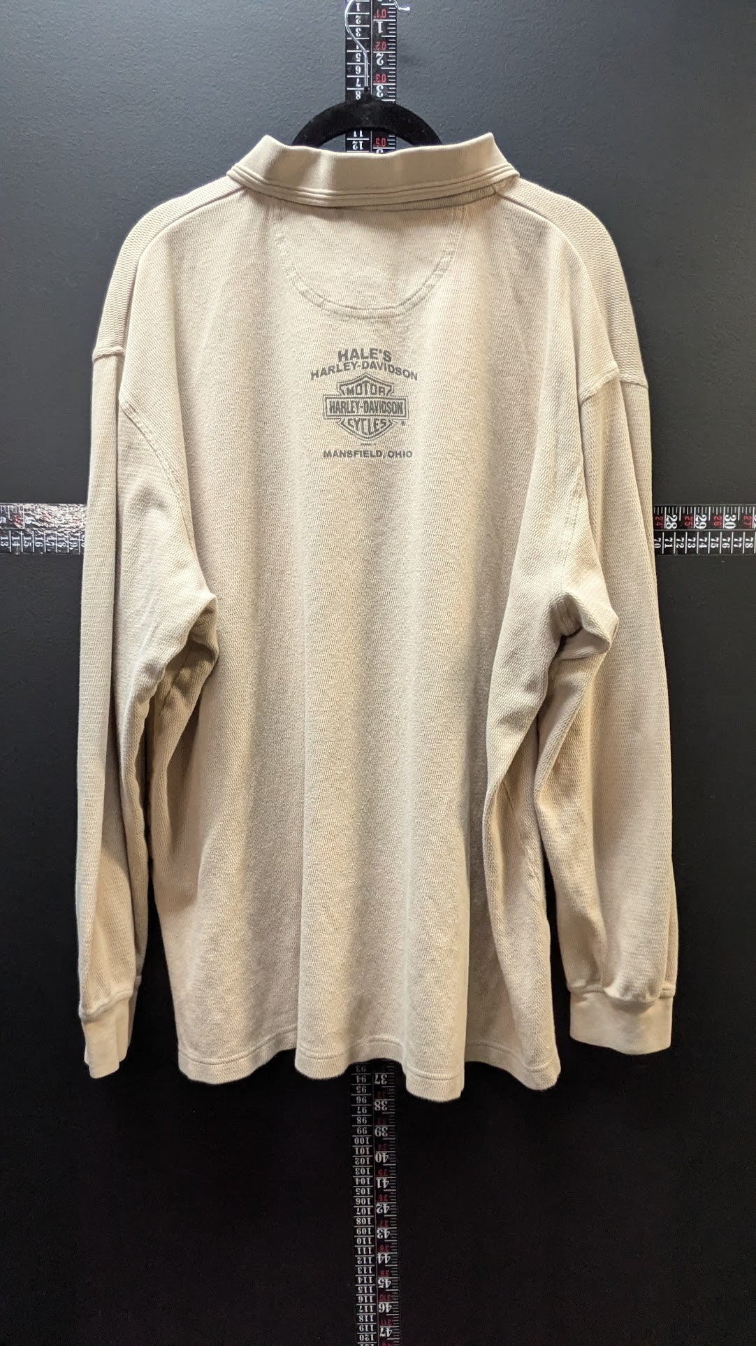 Harley-Davidson Men's XL Long Sleeve Thermal Henley Shirt Beige Hale's Mansfield Ohio