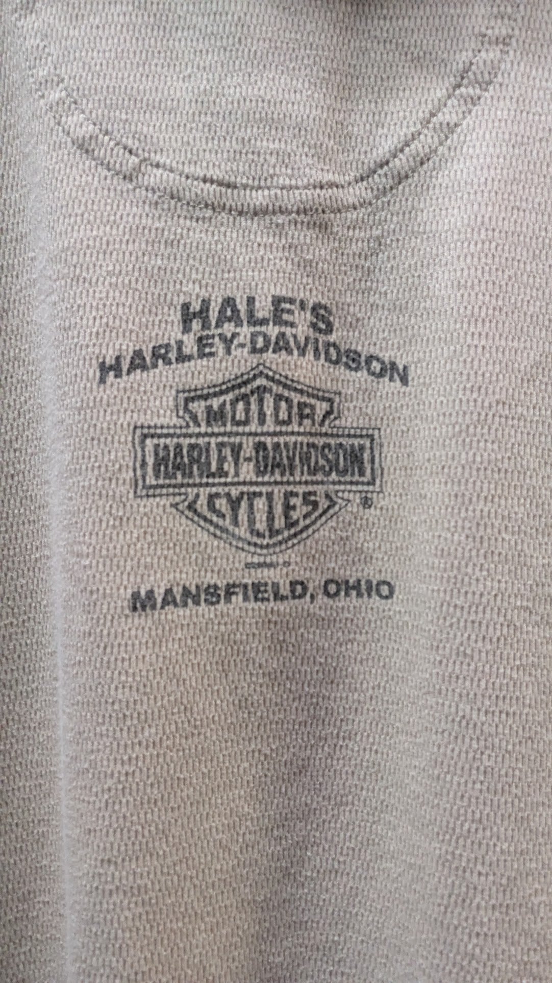 Harley-Davidson Men's XL Long Sleeve Thermal Henley Shirt Beige Hale's Mansfield Ohio